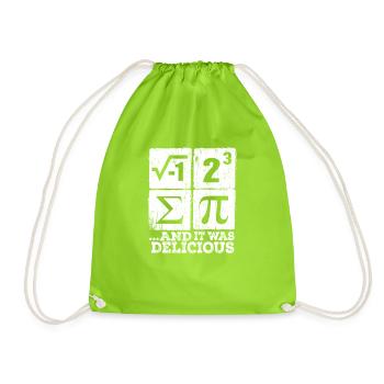 I Ate Some Pi print Funny i ate some pie Math - Drawstring Bag - neon green - Front