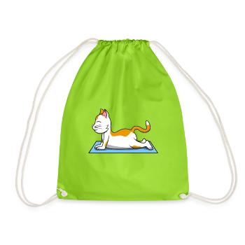 Katze Yoga - Turnbeutel - Neongrün - Vorne