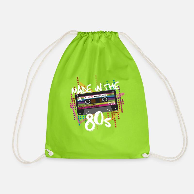 Made in the 80s Cassette 80s - Drawstring Bag - neon green