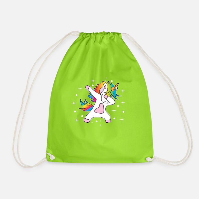 Einhorn Dab Regenbogen - Turnbeutel - Neongrün