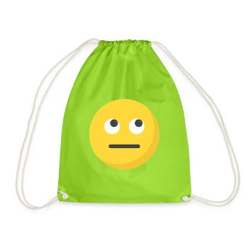 Funny Eye Roll Emoticon Cute Rolling Eyes - Drawstring Bag - neon green - Front