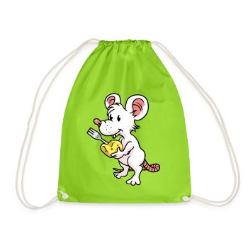 Maus Käse Hunger Nager Kinder Baby Maus Nager - Turnbeutel - Neongrün - Vorne