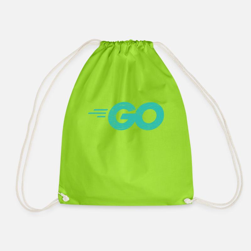 Go-Programmiersprache mit Go-Logo in Not - Turnbeutel - Neongrün
