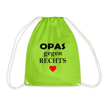 Opas gegen Rechts Anti Rassismus FCK AFD Nazis - Turnbeutel - Neongrün - Vorne