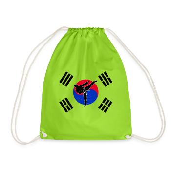 Taekwondo Korea Flag - Drawstring Bag - neon green - Front