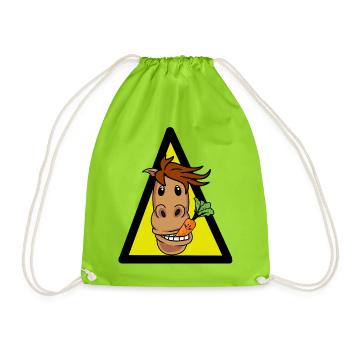 Horse Pony Horse Fools Rider Horse head Gaul - Drawstring Bag - neon green - Front