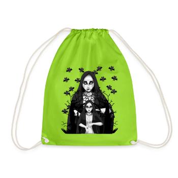 Nonne Démon Chauves-souris Horreur Satanique Halloween - Sac de sport léger - vert néon - Devant