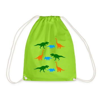 Dinosaure Dino Tyrannosaurus T-Rex Triceratops - Sac de sport léger - vert néon - Devant
