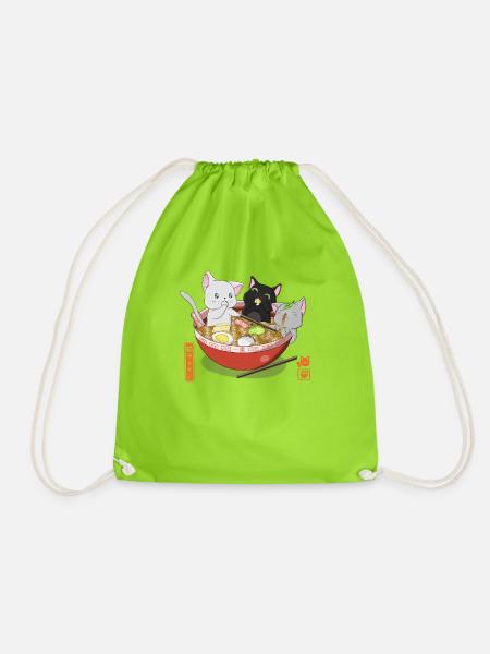 Ramen Katzen - Turnbeutel - Neongrün