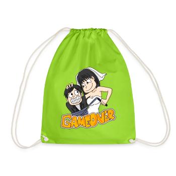 Game Over Hochzeit lustig Geschenk - Turnbeutel - Neongrün - Vorne