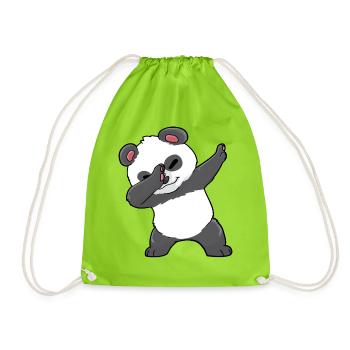 Lustiger Panda - Turnbeutel - Neongrün - Vorne