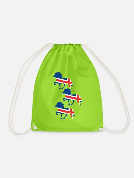 Islandpferd Flagge - Turnbeutel - Neongrün