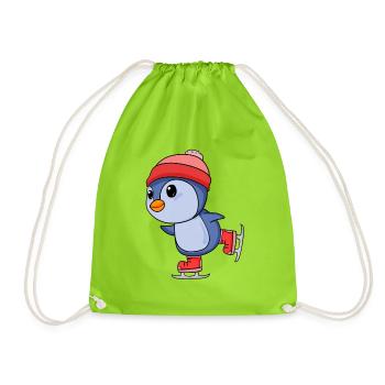 Schlittschuh laufen - Turnbeutel - Neongrün - Vorne