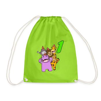 1er anniversaire t-shirt de la jungle - Sac de sport léger - vert néon - Devant
