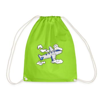 airplane - Drawstring Bag - neon green - Front