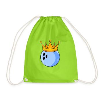Bowling King - Bowling Ball King Crown - Drawstring Bag - neon green - Front