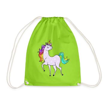Licorne avec des astérisques et des couleurs arc-en-ciel - Sac de sport léger - vert néon - Devant