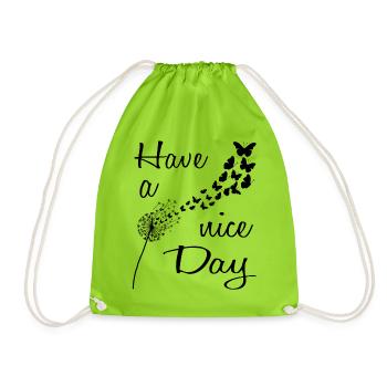 Dandelion with butterflies - Have a nice Day - Drawstring Bag - neon green - Front