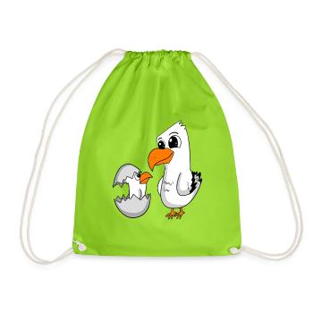 Mouette avec bébé Mouette - Sac de sport léger - vert néon - Devant