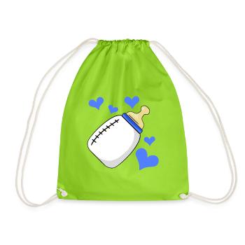 Milk bottle Boy pregnant birth - Drawstring Bag - neon green - Front