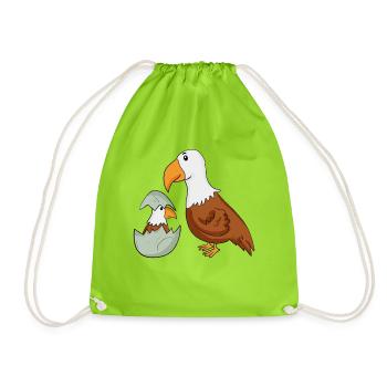 Aigle avec Bébé Aigle - Sac de sport léger - vert néon - Devant