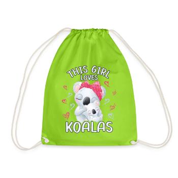 Dieses Maedchen Liebt Koalas - Turnbeutel - Neongrün - Vorne