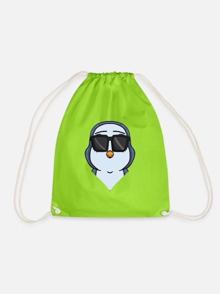 Cooler Pinguin mit Sonnenbrille Cool - Turnbeutel - Neongrün