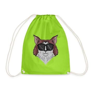 Maine-Coon Cat avec lunettes de soleil - Sac de sport léger - vert néon - Devant