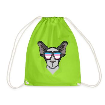 Transgender Transsexual Oriental Shorthair - Drawstring Bag - neon green - Front