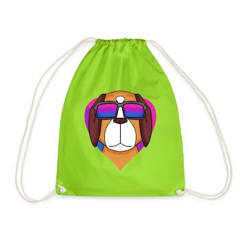 Bisexuell Bernhardiner Hund - Hund mit Brille - Turnbeutel - Neongrün - Vorne
