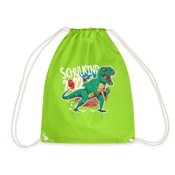 Schulkind 2022 Dino cool - Turnbeutel - Neongrün - Vorne