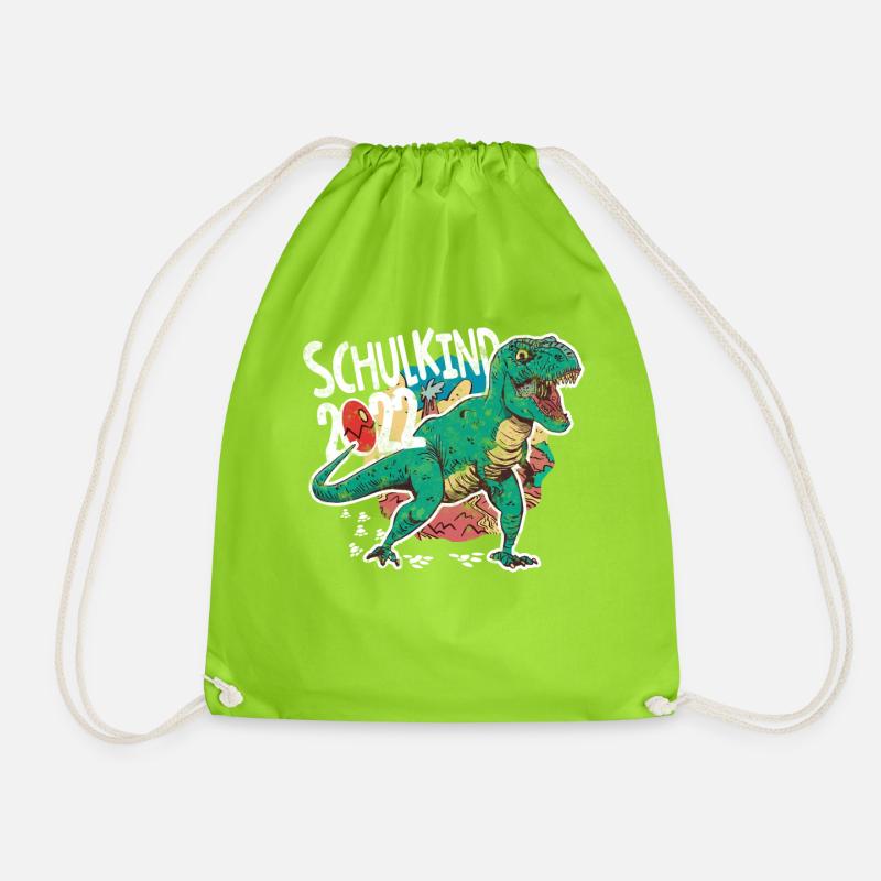 Schulkind 2022 Dino cool - Turnbeutel - Neongrün