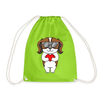 Nederlandse Kooikerhondje avec lunettes de soleil - Sac de sport léger - vert néon - Devant