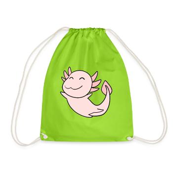 Sweet Axolotl Pink - Drawstring Bag - neon green - Front