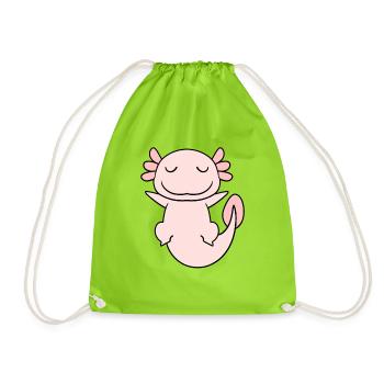 Sweet Axolotl Pink - Drawstring Bag - neon green - Front