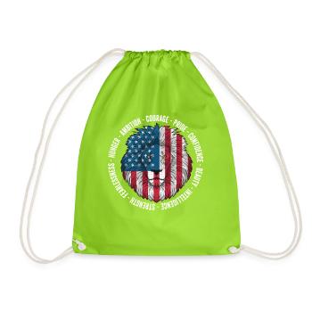 Patriotic Lion American Flag 4th Of July Leo Born - Drawstring Bag - neon green - Front