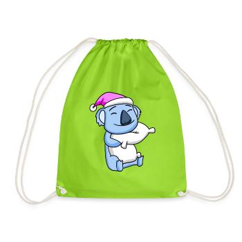 Koala avec oreiller et bonnet de couchage - Sac de sport léger - vert néon - Devant