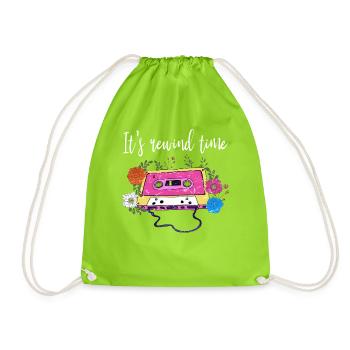 Cassette Vintage Rétro « It’s Rewind Time » Par - Sac de sport léger - vert néon - Devant