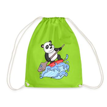 Stand Up Paddling Panda - Turnbeutel - Neongrün - Vorne