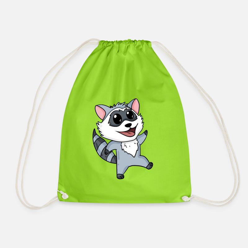 Waschbär Motiv Kleinkind Kinder - Turnbeutel - Neongrün