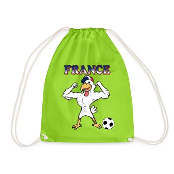 Coq Français Sports France avec Ballon de Football - Sac de sport léger - vert néon - Devant