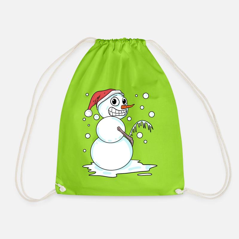 Schneemann lustig - Turnbeutel - Neongrün