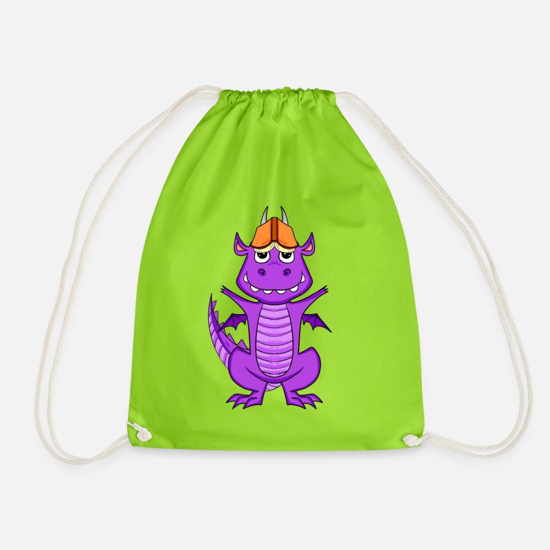 Bücher Drache Drachen - Turnbeutel - Neongrün