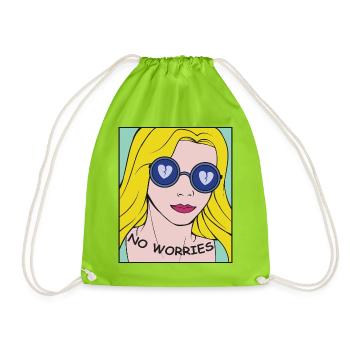 Keine Sorgen Pop-Art Porträt - Turnbeutel - Neongrün - Vorne