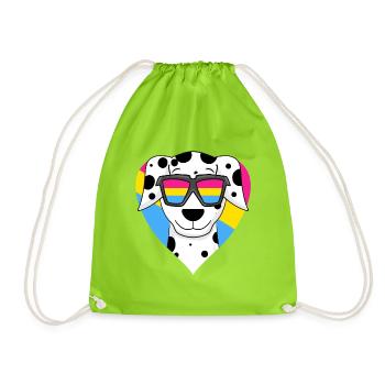 Pansexual Dog Dalmatian Heart Gift - Sac de sport léger - vert néon - Devant