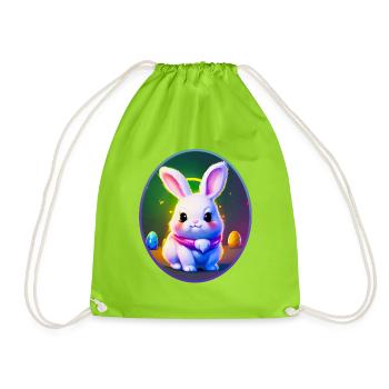 Œuf de Pâques avec motif de lapin de Pâques - Sac de sport léger - vert néon - Devant