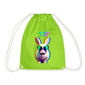 Lapin de Pâques cool avec des lunettes de soleil - Sac de sport léger - vert néon - Devant