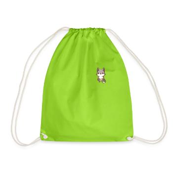 süßer Wolf Wolfshund Kawaii Husky Design Pocket - Turnbeutel - Neongrün - Vorne