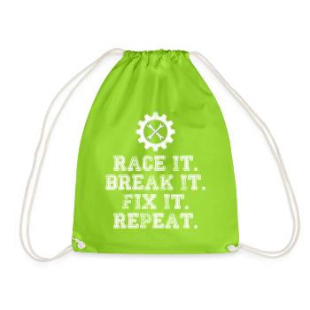 Race It Break It Fix It Repeat Racing Mechanic - Sac de sport léger - vert néon - Devant