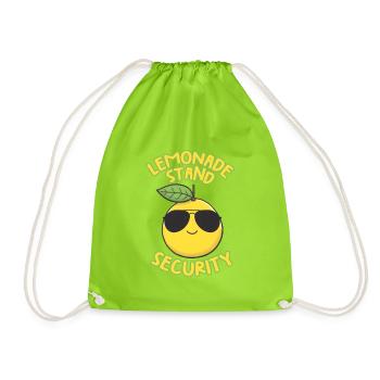 Lemonade Stand Security Cute Lemon Summer - Drawstring Bag - neon green - Front